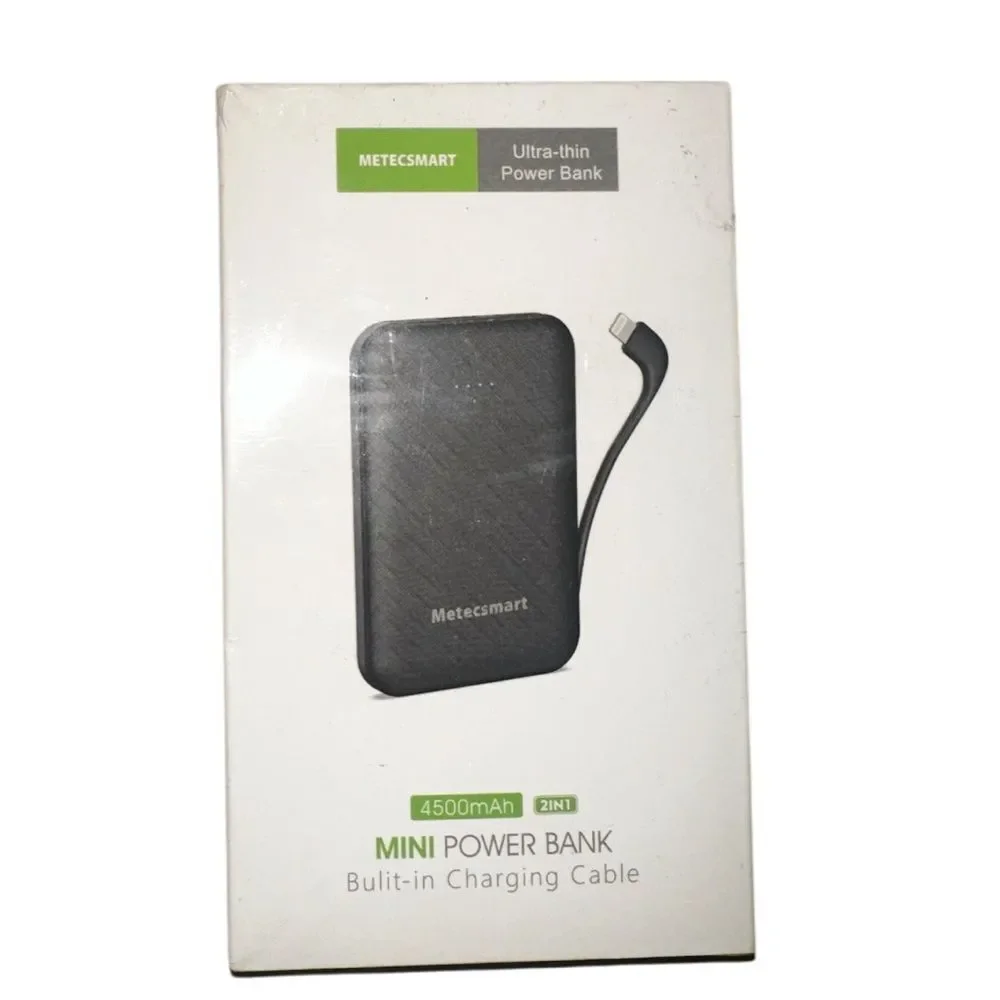 Metecsmart Mini Power Bank with Built-in Charging Cable